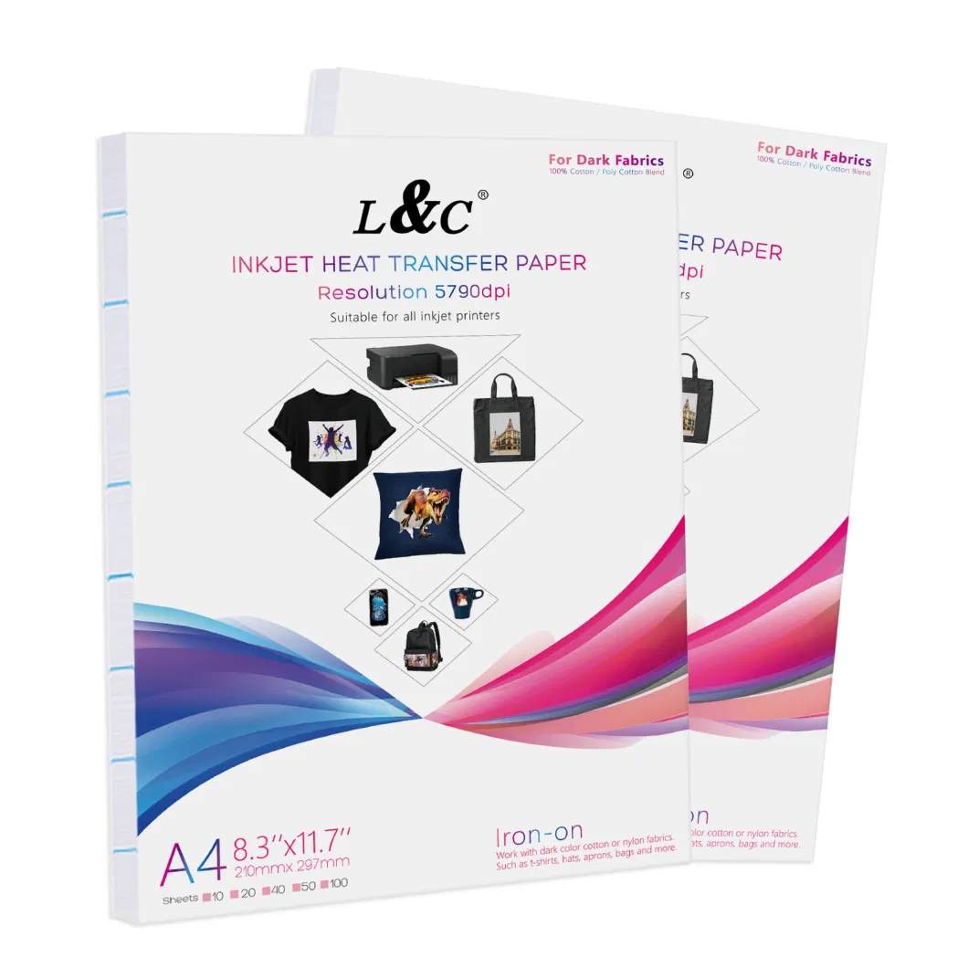 L&C Tshirt Heat Transfer Paper Transfer Paper 8X11 T Shirt Print Transfer Paper for Inkjet Printer