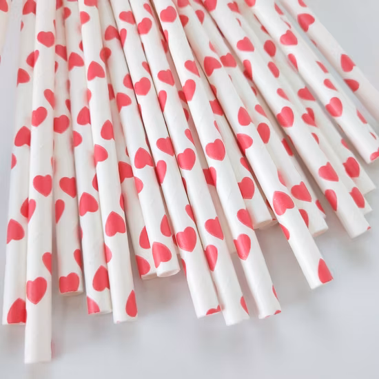 Joli papier kraft emballage logo personnalisé 10X197mm pailles de papier à boire pailles de papier kraft